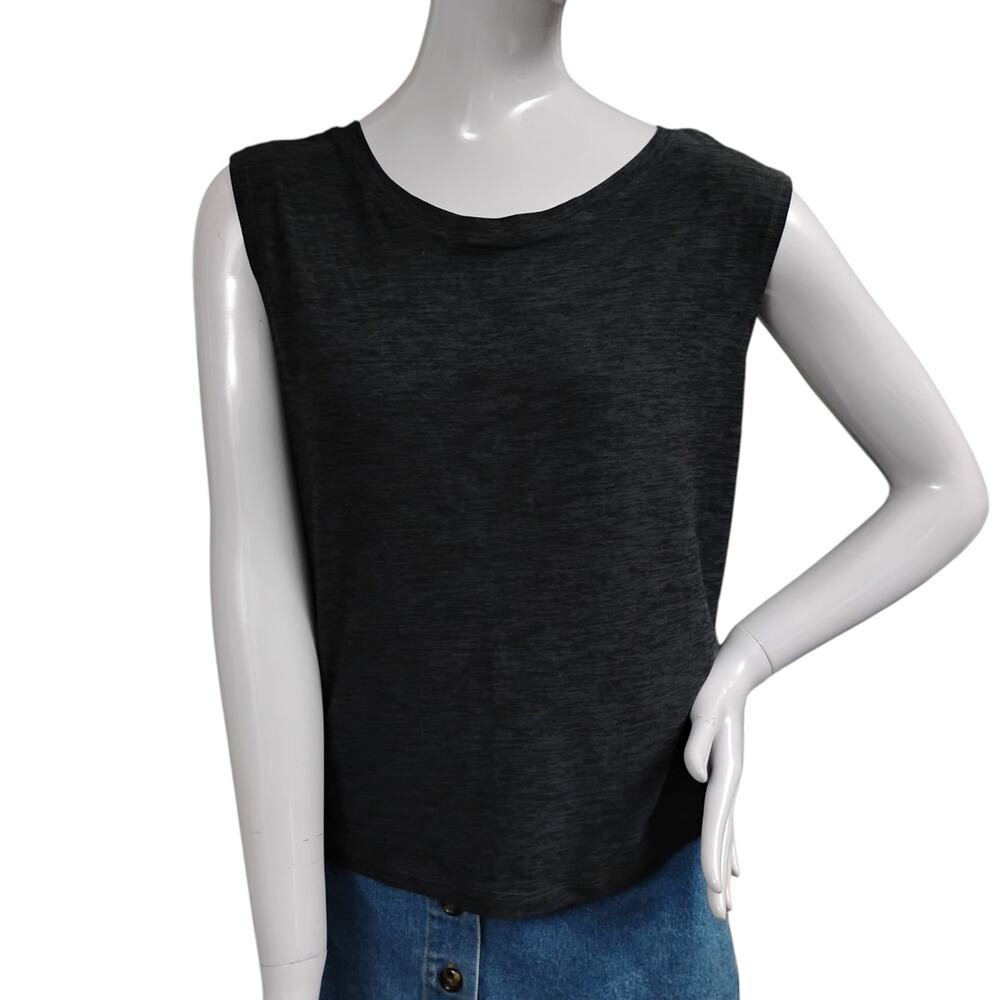Kyodan Athletic Top Size Petite Small Heather Gray Sleeveless Gathered Back - Picture 2 of 8